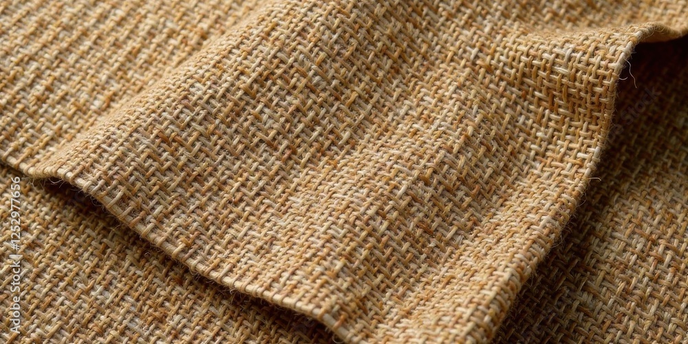 Poster textured burlap fabric close-up showing the intricate woven pattern and natural fiber detail