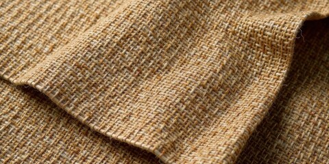 Textured Burlap Fabric Close-Up Showing the Intricate Woven Pattern and Natural Fiber Detail