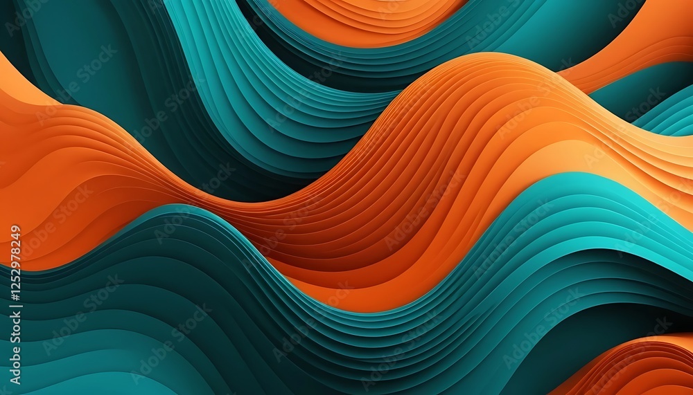 Aufkleber abstract wave background with dynamic orange and teal color gradient