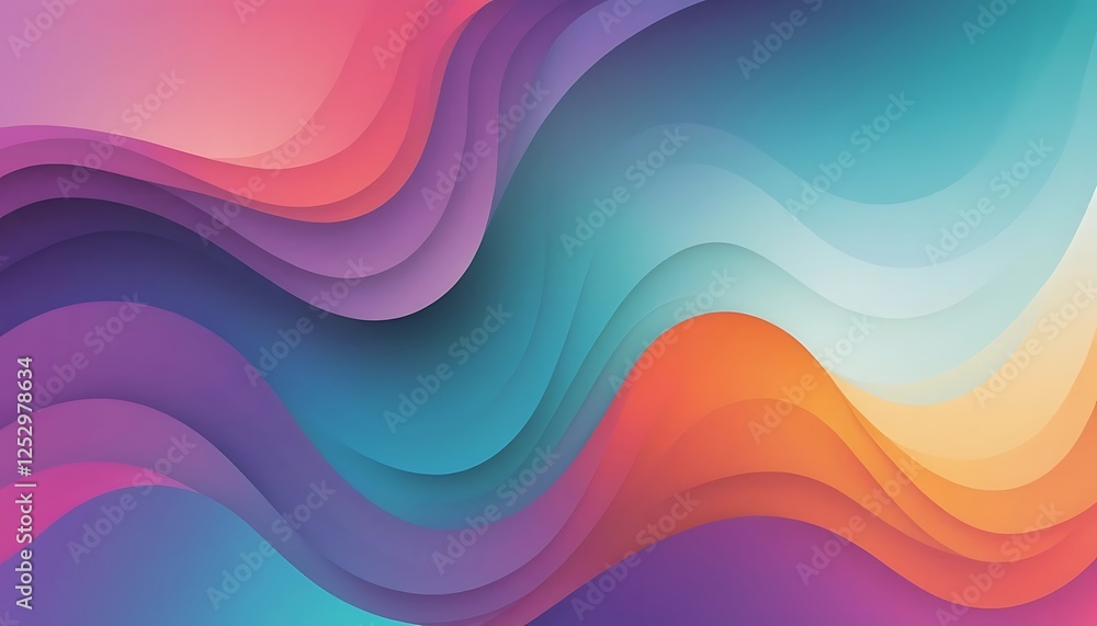Poster abstract flowing waves background with vibrant gradient colors and smooth texture