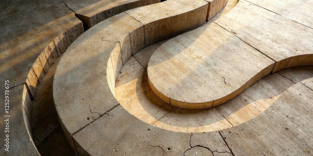 Poster Abstract Stone Constructions Textured Curves and Shadows in a Modern Architectural Design