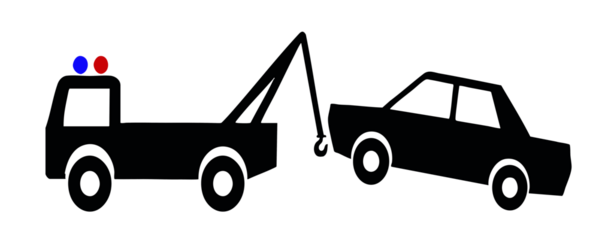 Tow truck service icons, roadside assistance, breakdown recovery, car towing, and crane truck.