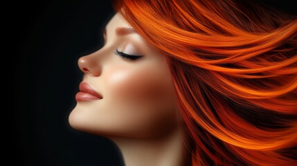Fototapeta premium Woman with long red hair and a smile
