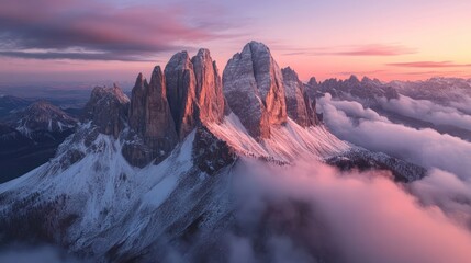 Obraz premium Majestic Tre Cime di Lavaredo Sunset Panorama