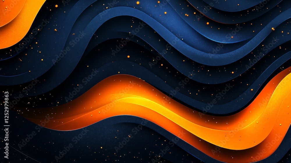 Poster stunning abstract composition with smooth gradient shift from deep blue at bottom to vibrant orange