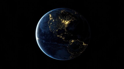 Night View of Earth with Civilization Lights.