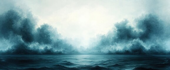 Obraz premium Dramatic Stormy Ocean Landscape Painting