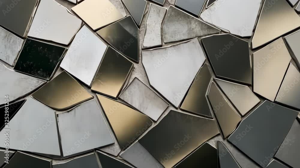 Poster captivating patterns of broken mirrors create a stunning mosaic in the heart of an urban art install