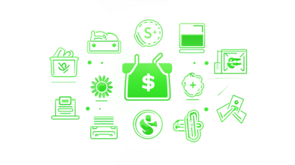 Financial Business Concepts Investment Banking and E commerce Icons