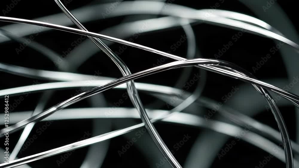Poster Intricate patterns of silver strands weave through darkness, creating a mesmerizing display of light and shadow. Generative AI