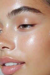 Fototapeta premium Glowing skin care routine urban setting beauty photography close-up view radiance concept for skincare lovers