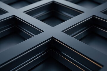 Obraz premium Abstract black geometric grid with metallic texture and reflective surfaces. modern architectural backgrounds