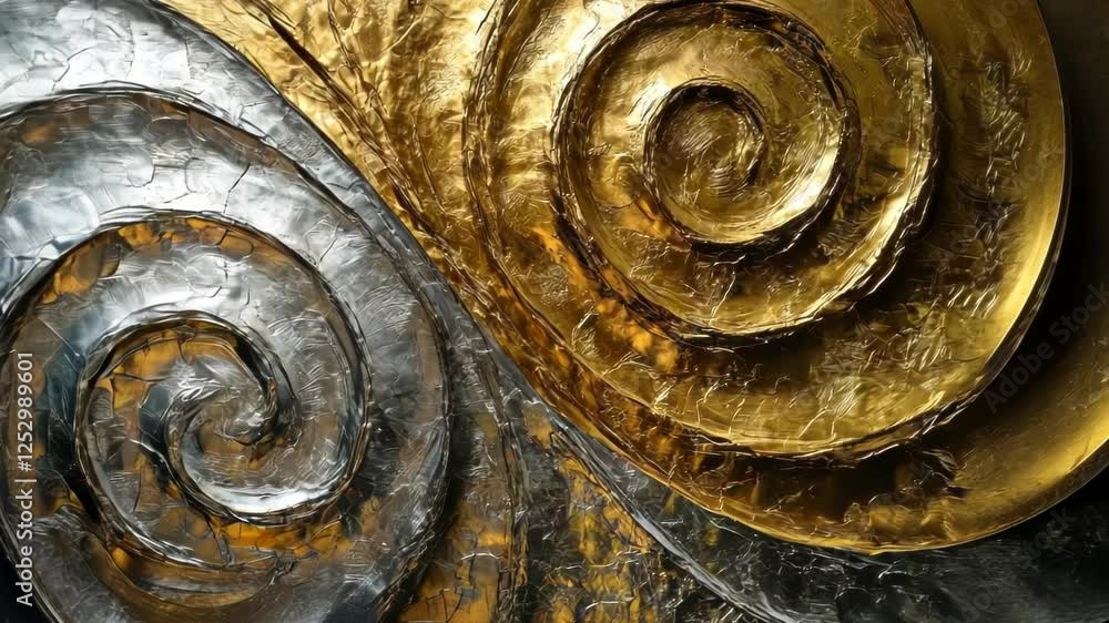 Poster swirling patterns of gold and silver create a mesmerizing harmony in an artistic masterpiece. genera