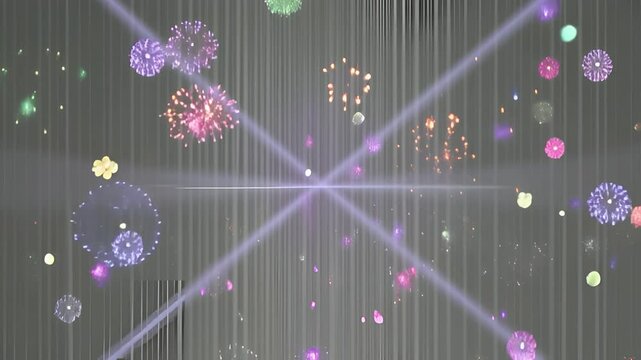 VERTICAL VIDEO, Fireworks background. abstract shining glowing fireworks show. Isolated transparent 