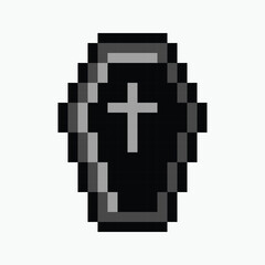 coffin pixel art icon vector illustration.