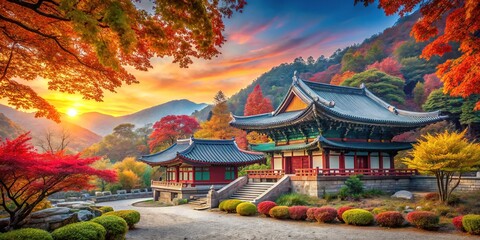 Obraz premium Baekyangsa Temple in Autumn, Naejangsan Park