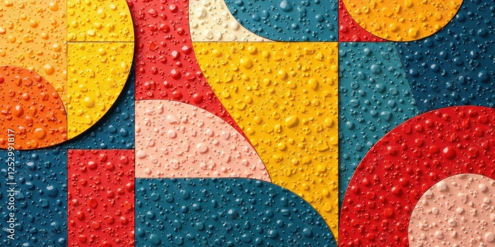 Aufkleber abstract geometric shapes with water droplets on a colorful surface