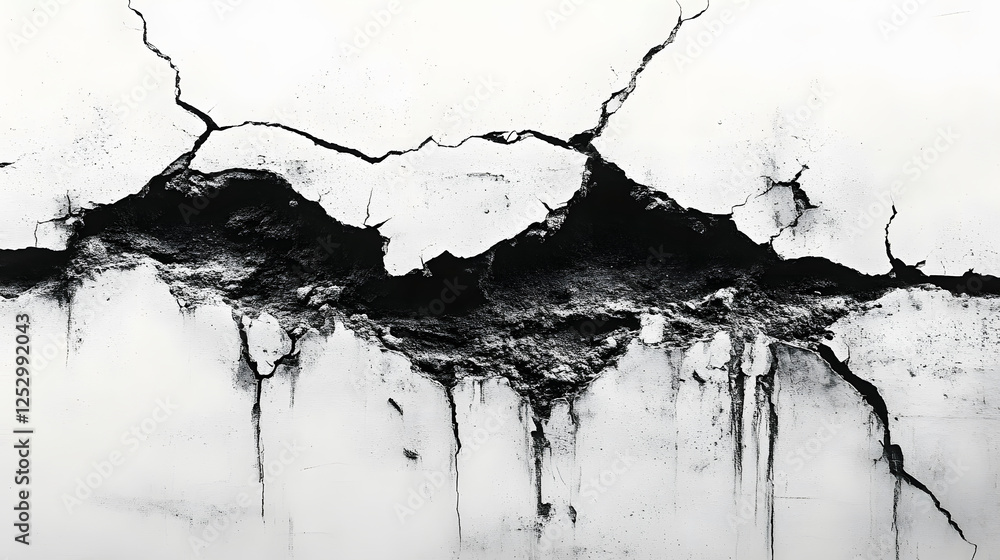 Aufkleber a close-up of a cracked surface showing intricate patterns of black and white, evoking a sense of de