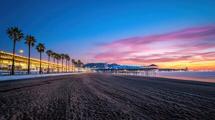 Coastal City Pier At Sunset