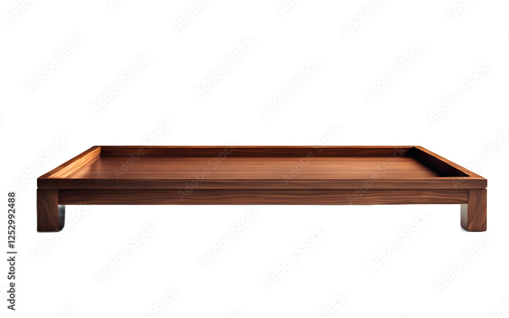 Poster A high-end coffee table tray with a wood finish on a empty plain background