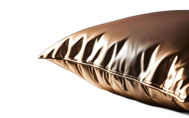 A high-quality decorative throw pillow with a metallic sheen on a empty plain background