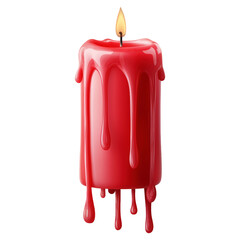 A red candle with dripping wax