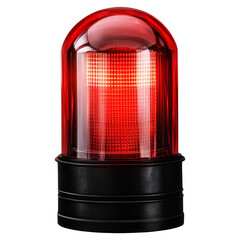 A red traffic light with a black base