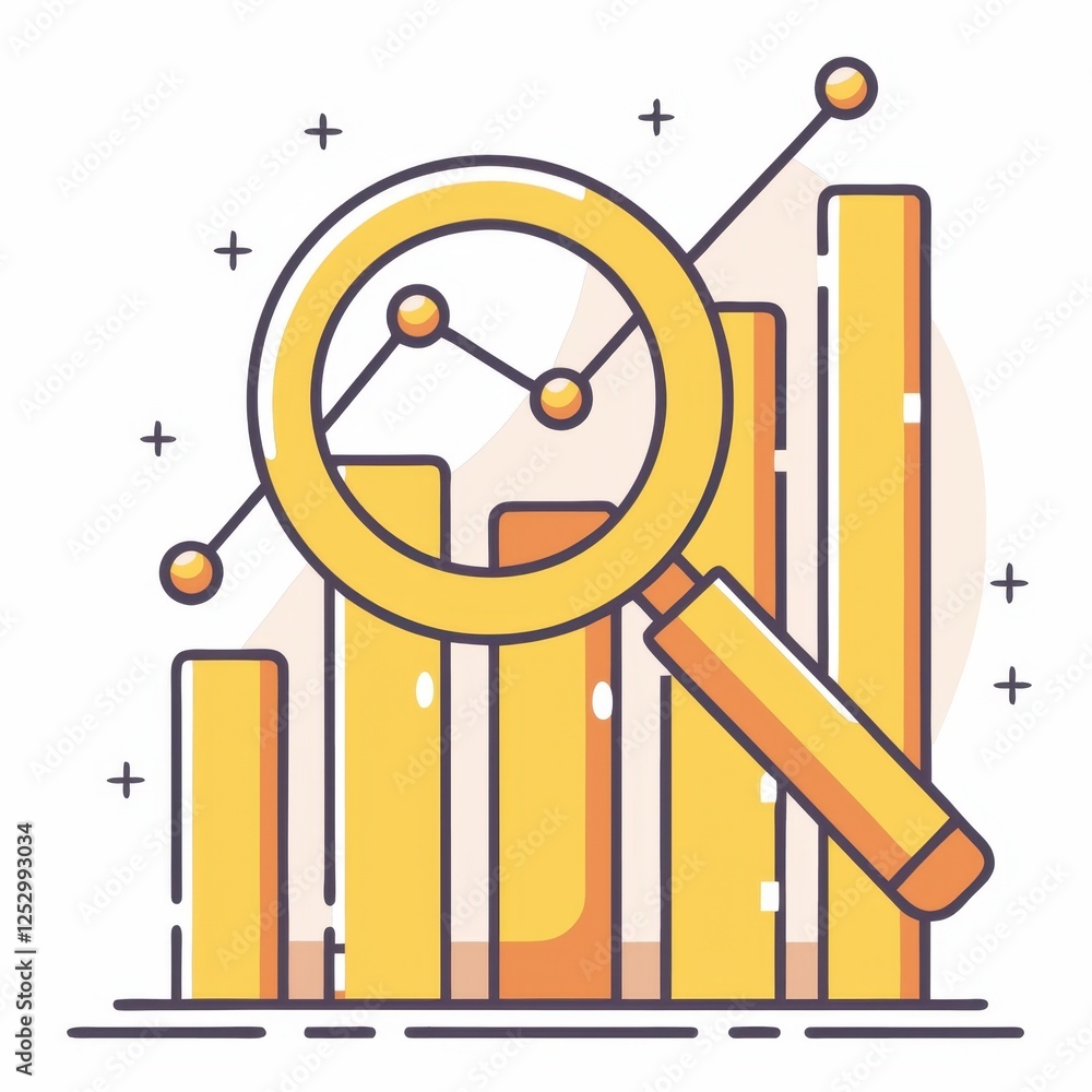 Poster a colorful illustration of a magnifying glass over a bar graph, symbolizing data analysis and insigh