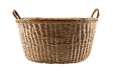Obraz premium A large woven storage basket with a soft cotton lining on a empty plain background