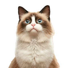 Obraz premium A cat with blue eyes and a pink nose is staring at the camera