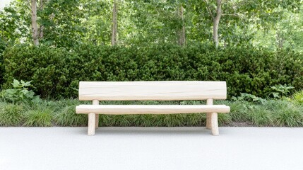 Fototapeta premium Wooden park bench, tranquil garden setting
