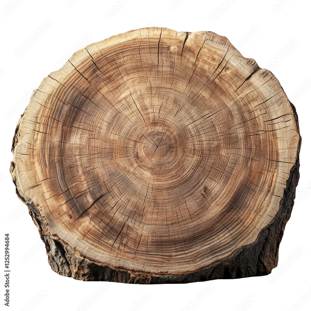 Poster a large log with many rings on it