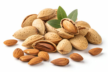 Pile Of Nuts On White BackgroundsAnd other words about the image.keywordsAnd