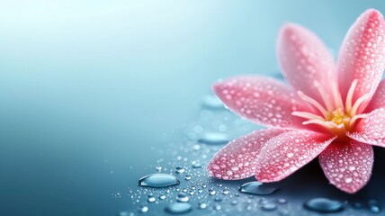 Fototapeta premium Blooming pink water lily in tranquil water nature photography soft light serene environment