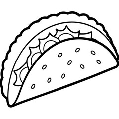 Stylized Taco Outline Design for Prints