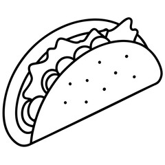 Stylized Taco Outline Design for Prints