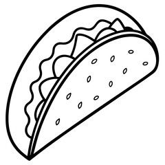 Stylized Taco Outline Design for Prints