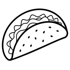 Stylized Taco Outline Design for Prints