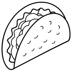 Stylized Taco Outline Design for Prints