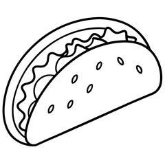 Stylized Taco Outline Design for Prints