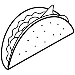 Stylized Taco Outline Design for Prints