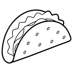 Stylized Taco Outline Design for Prints