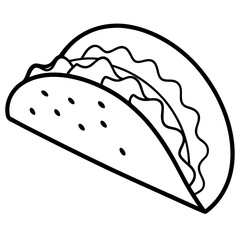 Stylized Taco Outline Design for Prints