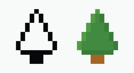 Fototapeta premium set spruce pixel art icon vector illustration.