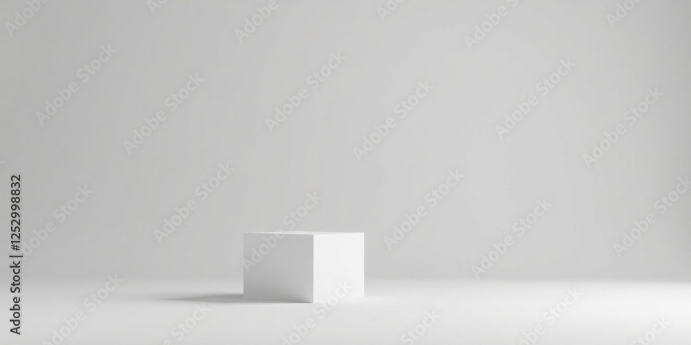 Aufkleber Simple White Cube on Blank Background, Ideal for Minimalist Product Displays or Abstract Compositions