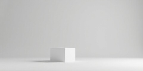 Simple White Cube on Blank Background, Ideal for Minimalist Product Displays or Abstract Compositions