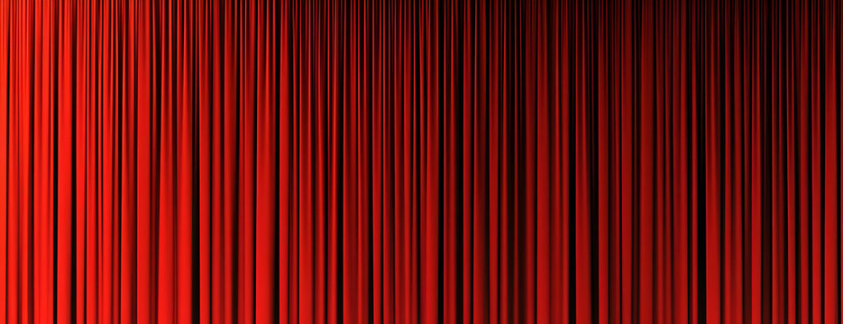 Red curtains, stage, dark background, theater