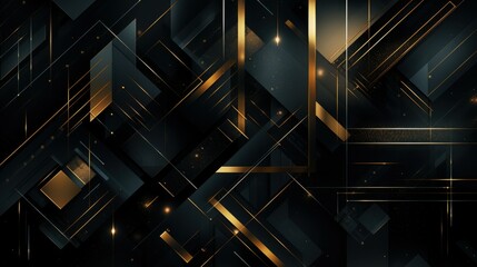 Obraz premium Geometric Abstract Composition with Metallic Accents – Luxury Modern Design