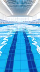 Obraz premium Swimming pool with blue swimming board and training area for swimming academy realistic photography