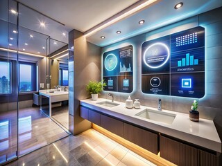 Futuristic Smart Bathroom: Digital Shower, Smart Mirror, Automated Lighting